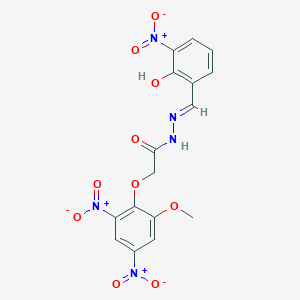 N'-[(E)-(2-hydroxy-3-nitrophenyl)methylidene]-2-(2-methoxy-4,6-dinitrophenoxy)acetohydrazide