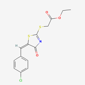 molecular formula C14H12ClNO3S2 B15013630 Ethyl {[5-(4-chlorobenzylidene)-4-oxo-4,5-dihydro-1,3-thiazol-2-yl]sulfanyl}acetate 