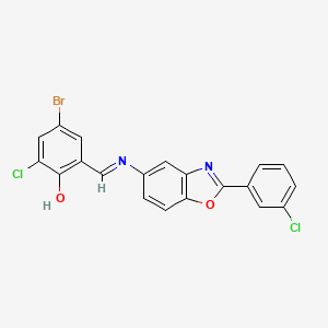 4-bromo-2-chloro-6-[(E)-{[2-(3-chlorophenyl)-1,3-benzoxazol-5-yl]imino}methyl]phenol