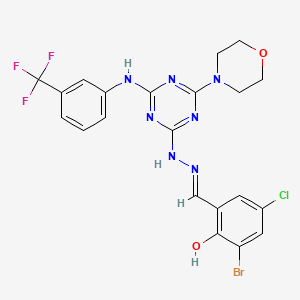 molecular formula C21H18BrClF3N7O2 B15013712 3-Bromo-5-chloro-2-hydroxybenzaldehyde {4-(4-morpholinyl)-6-[3-(trifluoromethyl)anilino]-1,3,5-triazin-2-yl}hydrazone 