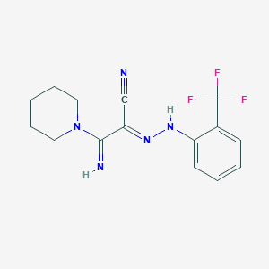 molecular formula C15H16F3N5 B15013720 Propanenitrile, 2-(2-trifluoromethylphenylhydrazono)-3-imino-3-(1-piperidinyl)- 