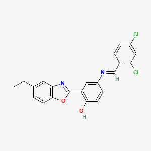 molecular formula C22H16Cl2N2O2 B15013770 4-{[(Z)-(2,4-dichlorophenyl)methylidene]amino}-2-(5-ethyl-1,3-benzoxazol-2-yl)phenol 