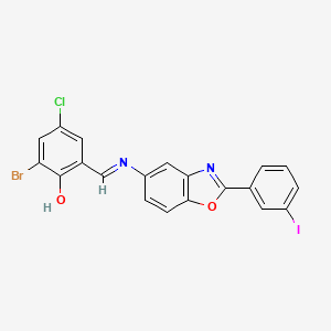 2-bromo-4-chloro-6-[(E)-{[2-(3-iodophenyl)-1,3-benzoxazol-5-yl]imino}methyl]phenol