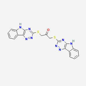 molecular formula C21H14N8OS2 B15013820 1,3-bis(5H-[1,2,4]triazino[5,6-b]indol-3-ylsulfanyl)propan-2-one 