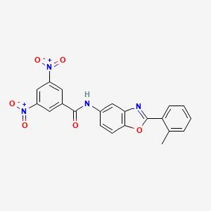 molecular formula C21H14N4O6 B15013849 N-[2-(2-methylphenyl)-1,3-benzoxazol-5-yl]-3,5-dinitrobenzamide 