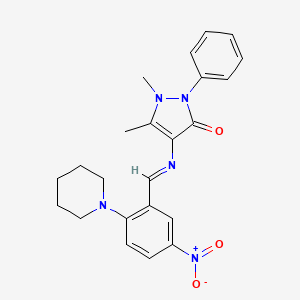 1,5-dimethyl-4-({(E)-[5-nitro-2-(piperidin-1-yl)phenyl]methylidene}amino)-2-phenyl-1,2-dihydro-3H-pyrazol-3-one