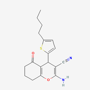 molecular formula C18H20N2O2S B15013893 2-amino-4-(5-butylthiophen-2-yl)-5-oxo-5,6,7,8-tetrahydro-4H-chromene-3-carbonitrile 