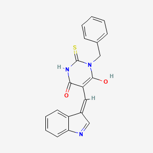 (5E)-1-benzyl-5-(1H-indol-3-ylmethylidene)-2-thioxodihydropyrimidine-4,6(1H,5H)-dione