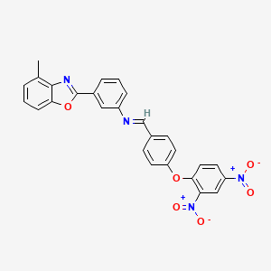 N-{(E)-[4-(2,4-dinitrophenoxy)phenyl]methylidene}-3-(4-methyl-1,3-benzoxazol-2-yl)aniline