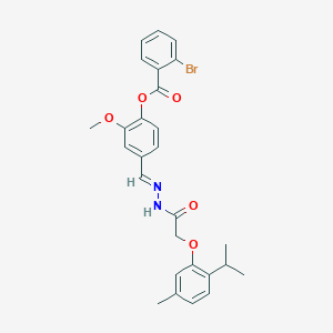 2-methoxy-4-[(E)-(2-{[5-methyl-2-(propan-2-yl)phenoxy]acetyl}hydrazinylidene)methyl]phenyl 2-bromobenzoate