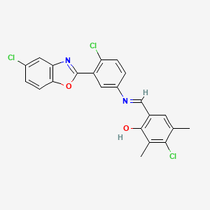 3-chloro-6-[(E)-{[4-chloro-3-(5-chloro-1,3-benzoxazol-2-yl)phenyl]imino}methyl]-2,4-dimethylphenol