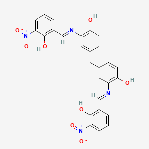 molecular formula C27H20N4O8 B15014131 4,4'-methanediylbis(2-{[(E)-(2-hydroxy-3-nitrophenyl)methylidene]amino}phenol) 