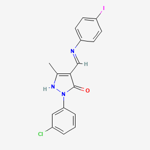 molecular formula C17H13ClIN3O B15014163 (4Z)-2-(3-chlorophenyl)-4-{[(4-iodophenyl)amino]methylidene}-5-methyl-2,4-dihydro-3H-pyrazol-3-one 