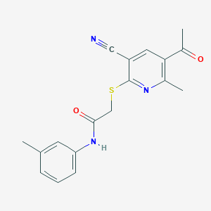 2-[(5-acetyl-3-cyano-6-methylpyridin-2-yl)sulfanyl]-N-(3-methylphenyl)acetamide