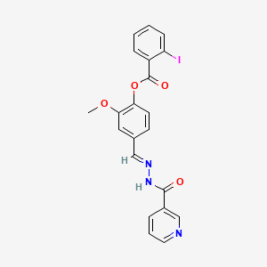 2-methoxy-4-{(E)-[2-(pyridin-3-ylcarbonyl)hydrazinylidene]methyl}phenyl 2-iodobenzoate