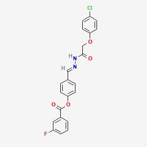 4-[(E)-{2-[(4-chlorophenoxy)acetyl]hydrazinylidene}methyl]phenyl 3-fluorobenzoate