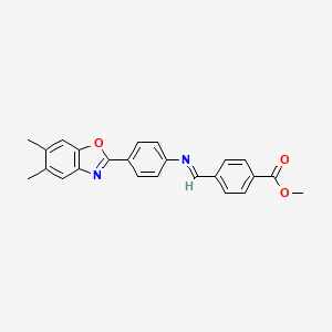 molecular formula C24H20N2O3 B15014280 methyl 4-[(E)-{[4-(5,6-dimethyl-1,3-benzoxazol-2-yl)phenyl]imino}methyl]benzoate 