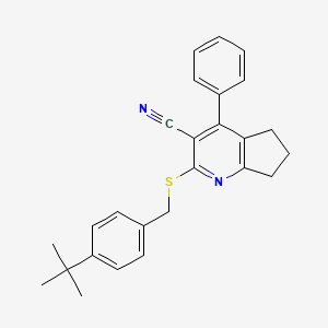 molecular formula C26H26N2S B15014311 2-[(4-tert-butylbenzyl)sulfanyl]-4-phenyl-6,7-dihydro-5H-cyclopenta[b]pyridine-3-carbonitrile 