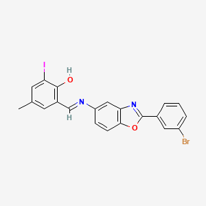 2-[(E)-{[2-(3-bromophenyl)-1,3-benzoxazol-5-yl]imino}methyl]-6-iodo-4-methylphenol