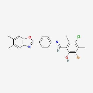 2-bromo-4-chloro-6-[(E)-{[4-(5,6-dimethyl-1,3-benzoxazol-2-yl)phenyl]imino}methyl]-3,5-dimethylphenol