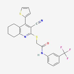 molecular formula C23H18F3N3OS2 B15014506 2-{[3-cyano-4-(thiophen-2-yl)-5,6,7,8-tetrahydroquinolin-2-yl]sulfanyl}-N-[3-(trifluoromethyl)phenyl]acetamide 