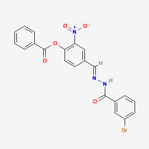 4-[(E)-{2-[(3-bromophenyl)carbonyl]hydrazinylidene}methyl]-2-nitrophenyl benzoate