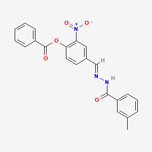 4-[(E)-{2-[(3-methylphenyl)carbonyl]hydrazinylidene}methyl]-2-nitrophenyl benzoate