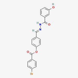 molecular formula C21H15BrN2O4 B15014532 4-[(E)-{2-[(3-hydroxyphenyl)carbonyl]hydrazinylidene}methyl]phenyl 4-bromobenzoate 