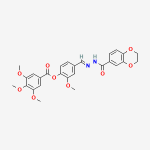 4-{(E)-[2-(2,3-dihydro-1,4-benzodioxin-6-ylcarbonyl)hydrazinylidene]methyl}-2-methoxyphenyl 3,4,5-trimethoxybenzoate