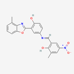 molecular formula C22H17N3O5 B15014580 2-[(E)-{[4-hydroxy-3-(4-methyl-1,3-benzoxazol-2-yl)phenyl]imino}methyl]-6-methyl-4-nitrophenol 