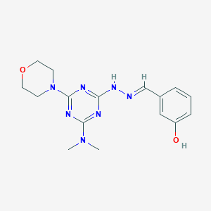 3-[(E)-{2-[4-(dimethylamino)-6-(morpholin-4-yl)-1,3,5-triazin-2-yl]hydrazinylidene}methyl]phenol