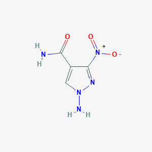 molecular formula C4H5N5O3 B15014611 1-Amino-3-nitro-1H-pyrazole-4-carboxamide 