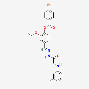 2-Ethoxy-4-[(E)-({2-[(3-methylphenyl)amino]acetamido}imino)methyl]phenyl 4-bromobenzoate