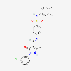 4-({(E)-[1-(3-chlorophenyl)-3-methyl-5-oxo-1,5-dihydro-4H-pyrazol-4-ylidene]methyl}amino)-N-(3,4-dimethylphenyl)benzenesulfonamide