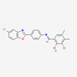 2-bromo-6-[(E)-{[4-(5-chloro-1,3-benzoxazol-2-yl)phenyl]imino}methyl]-3,4-dimethylphenol