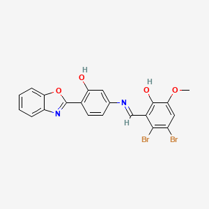 molecular formula C21H14Br2N2O4 B15014762 2-[(E)-{[4-(1,3-benzoxazol-2-yl)-3-hydroxyphenyl]imino}methyl]-3,4-dibromo-6-methoxyphenol 