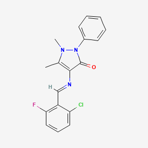 Pyrazol-3(2H)-one, 4-(2-chloro-6-fluorobenzylidenamino)-1,5-dimethyl-2-phenyl-