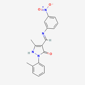 (4E)-5-methyl-2-(2-methylphenyl)-4-{[(3-nitrophenyl)amino]methylidene}-2,4-dihydro-3H-pyrazol-3-one