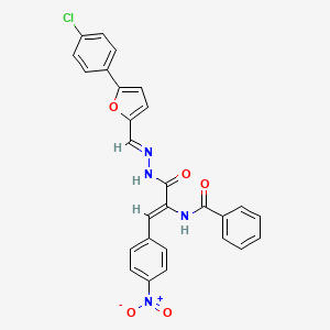 N-[(1Z)-3-[(2E)-2-{[5-(4-chlorophenyl)furan-2-yl]methylidene}hydrazinyl]-1-(4-nitrophenyl)-3-oxoprop-1-en-2-yl]benzamide