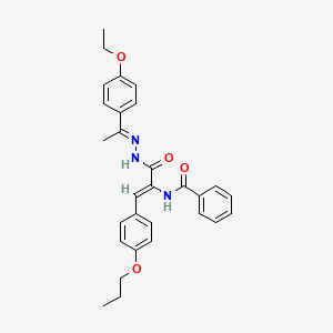 N-[(1Z)-3-{(2E)-2-[1-(4-ethoxyphenyl)ethylidene]hydrazinyl}-3-oxo-1-(4-propoxyphenyl)prop-1-en-2-yl]benzamide