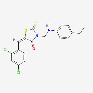 molecular formula C19H16Cl2N2OS2 B15014989 (5E)-5-(2,4-dichlorobenzylidene)-3-{[(4-ethylphenyl)amino]methyl}-2-thioxo-1,3-thiazolidin-4-one 