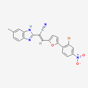 molecular formula C21H13BrN4O3 B15015097 (2E)-3-[5-(2-bromo-4-nitrophenyl)furan-2-yl]-2-(5-methyl-1H-benzimidazol-2-yl)prop-2-enenitrile 