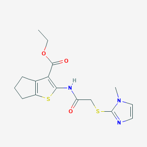 ethyl 2-({[(1-methyl-1H-imidazol-2-yl)sulfanyl]acetyl}amino)-5,6-dihydro-4H-cyclopenta[b]thiophene-3-carboxylate