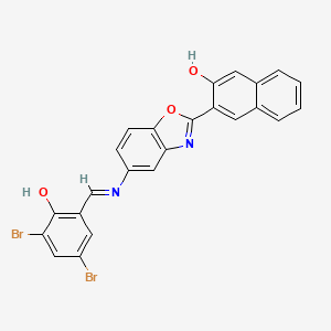 molecular formula C24H14Br2N2O3 B15015191 3-(5-{[(E)-(3,5-dibromo-2-hydroxyphenyl)methylidene]amino}-1,3-benzoxazol-2-yl)naphthalen-2-ol 