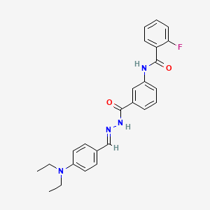 molecular formula C25H25FN4O2 B15015210 N-(3-{N'-[(E)-[4-(Diethylamino)phenyl]methylidene]hydrazinecarbonyl}phenyl)-2-fluorobenzamide 