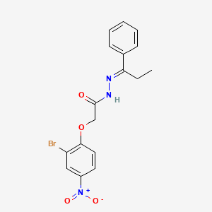 molecular formula C17H16BrN3O4 B15015254 2-(2-bromo-4-nitrophenoxy)-N'-[(1E)-1-phenylpropylidene]acetohydrazide 