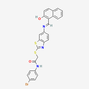 molecular formula C26H18BrN3O2S2 B15015341 N-(4-bromophenyl)-2-[(6-{[(E)-(2-hydroxynaphthalen-1-yl)methylidene]amino}-1,3-benzothiazol-2-yl)sulfanyl]acetamide 