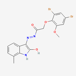 molecular formula C18H15Br2N3O4 B15015350 2-(2,4-dibromo-6-methoxyphenoxy)-N'-[(3Z)-7-methyl-2-oxo-1,2-dihydro-3H-indol-3-ylidene]acetohydrazide 