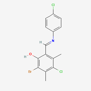 molecular formula C15H12BrCl2NO B15015403 2-Bromo-4-chloro-6-[(E)-[(4-chlorophenyl)imino]methyl]-3,5-dimethylphenol 