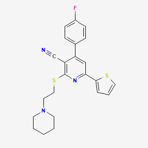 4-(4-Fluorophenyl)-2-{[2-(piperidin-1-yl)ethyl]sulfanyl}-6-(thiophen-2-yl)pyridine-3-carbonitrile